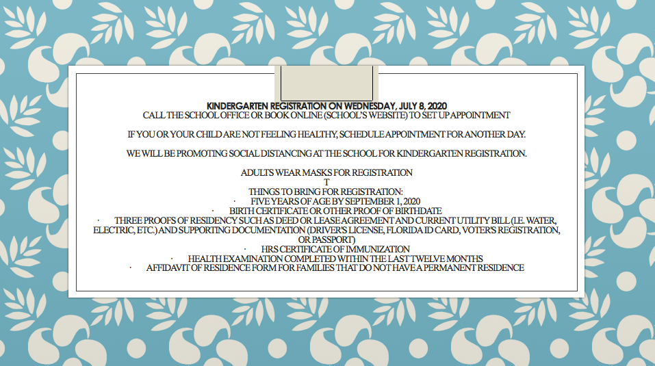 Kindergarten Registration Information!