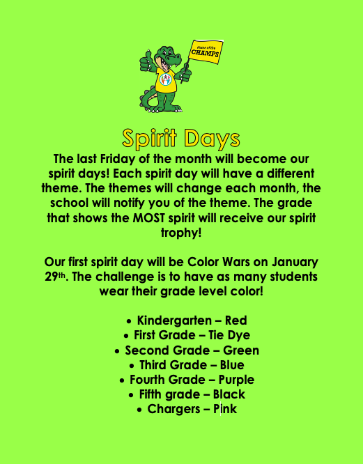 Spirit Days Are Coming!